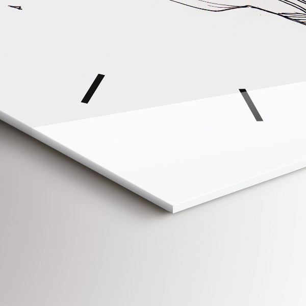 Horizontal wall clock Love kiss drawing