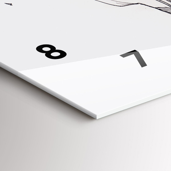 Horizontal wall clock Love kiss drawing