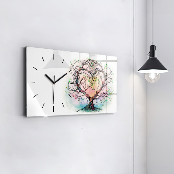 Horizontal wall clock Tree the heart of nature