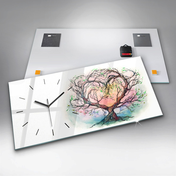 Horizontal wall clock Tree the heart of nature
