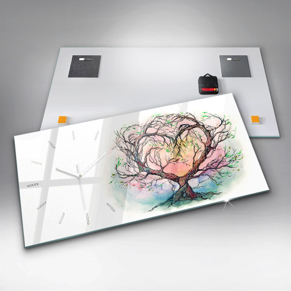 Horizontal wall clock Tree the heart of nature