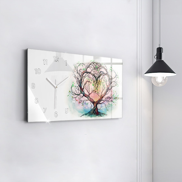 Horizontal wall clock Tree the heart of nature