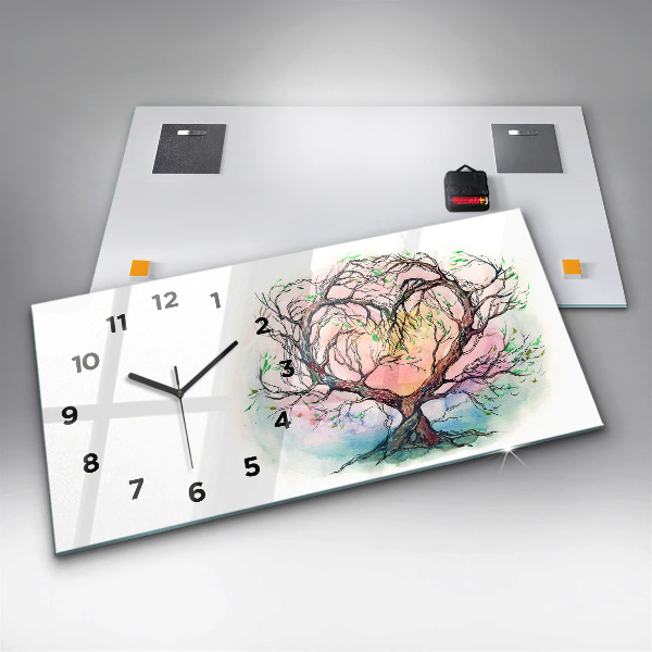 Horizontal wall clock Tree the heart of nature