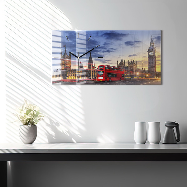 Horizontal wall clock Red London Bus