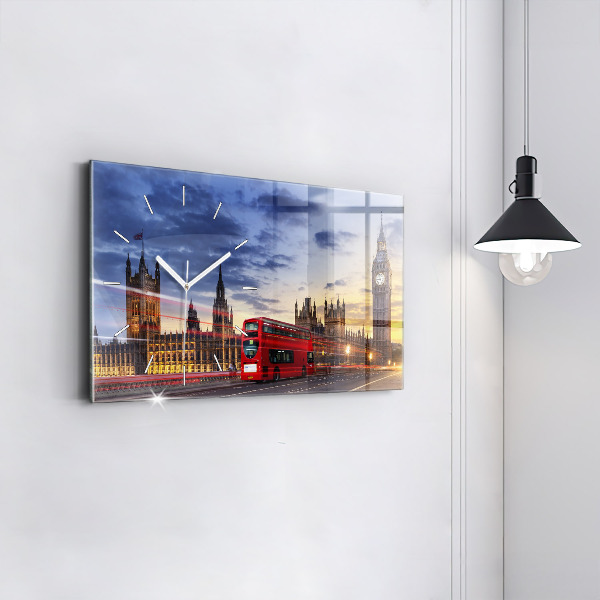 Horizontal wall clock Red London Bus