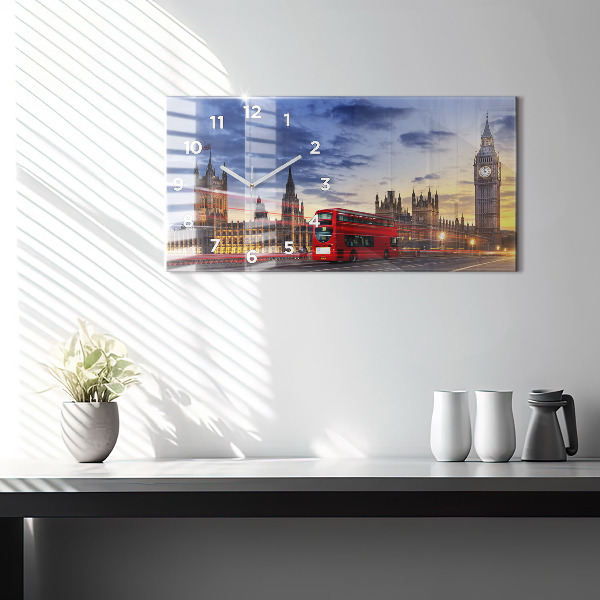 Horizontal wall clock Red London Bus