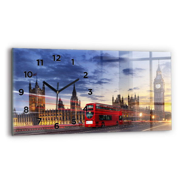 Horizontal wall clock Red London Bus