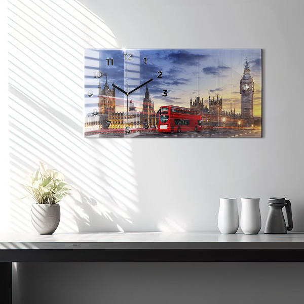 Horizontal wall clock Red London Bus