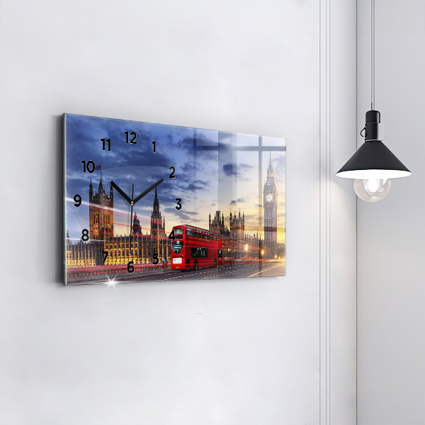 Horizontal wall clock Red London Bus
