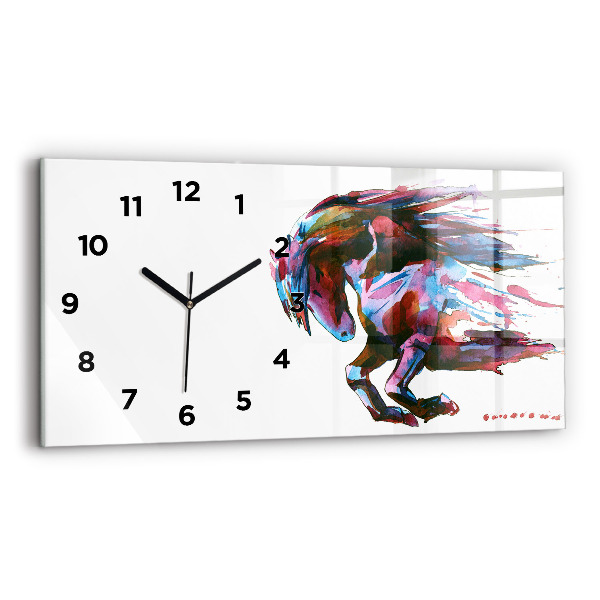 Horizontal wall clock A horse on the run