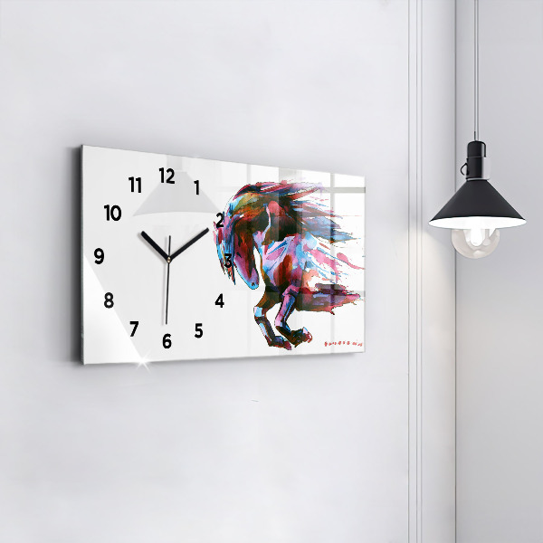 Horizontal wall clock A horse on the run