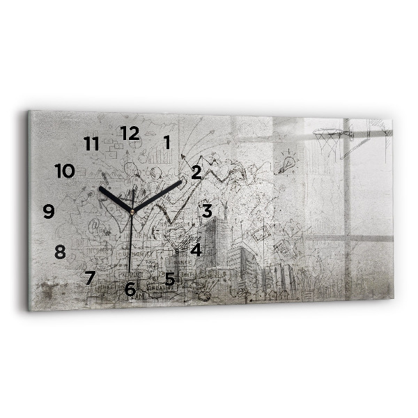 Horizontal wall clock Sketch of the City