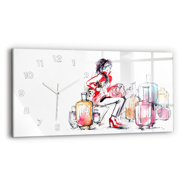 Horizontal wall clock Woman Travel Suitcases