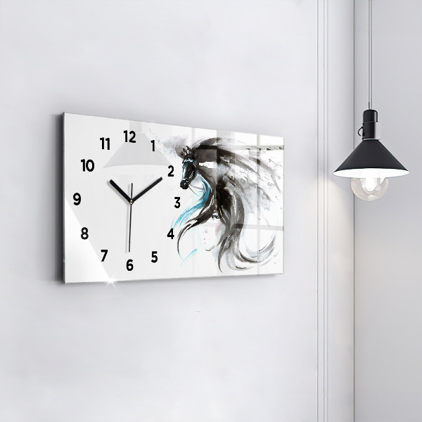 Horizontal wall clock Abstract horse and woman