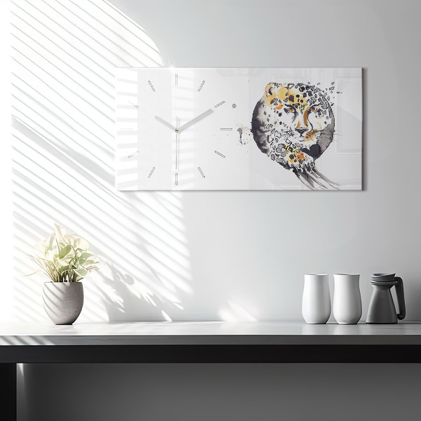 Horizontal wall clock Cheetah inside a circle