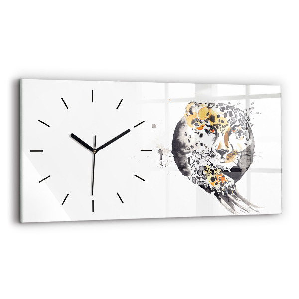 Horizontal wall clock Cheetah inside a circle