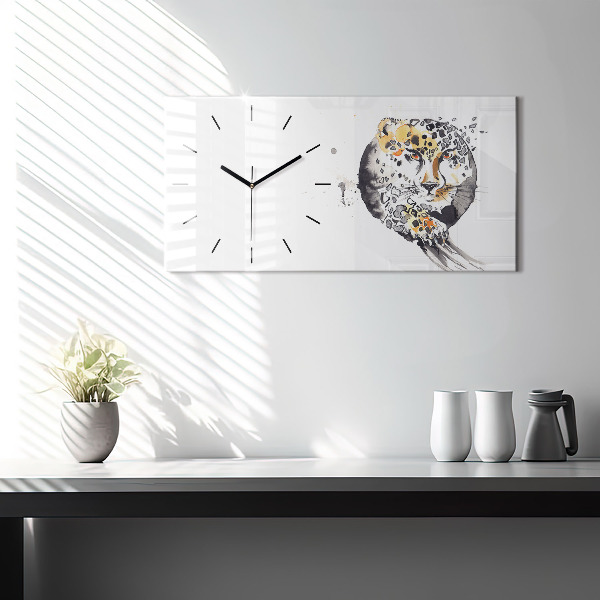 Horizontal wall clock Cheetah inside a circle