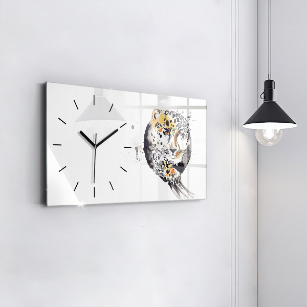 Horizontal wall clock Cheetah inside a circle