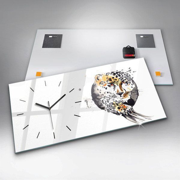 Horizontal wall clock Cheetah inside a circle