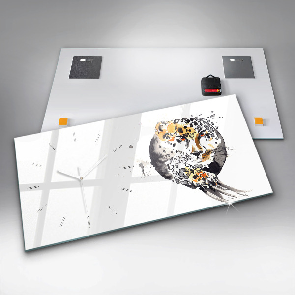 Horizontal wall clock Cheetah inside a circle