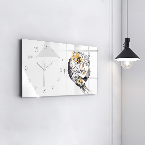 Horizontal wall clock Cheetah inside a circle