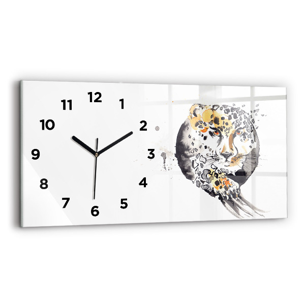 Horizontal wall clock Cheetah inside a circle