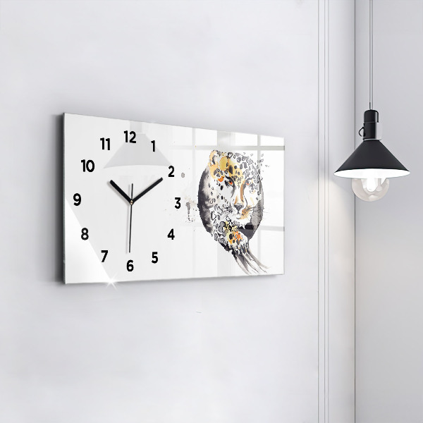 Horizontal wall clock Cheetah inside a circle