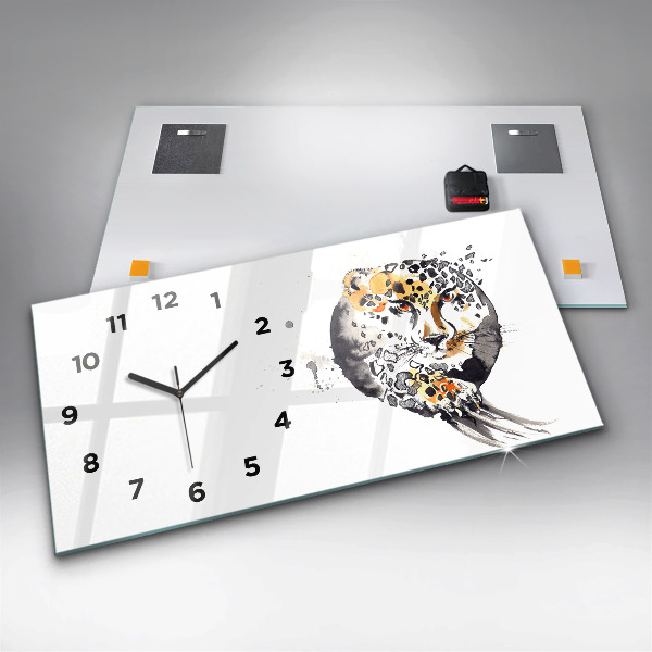 Horizontal wall clock Cheetah inside a circle
