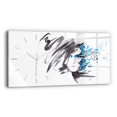 Horizontal wall clock Abstract Woman's Face