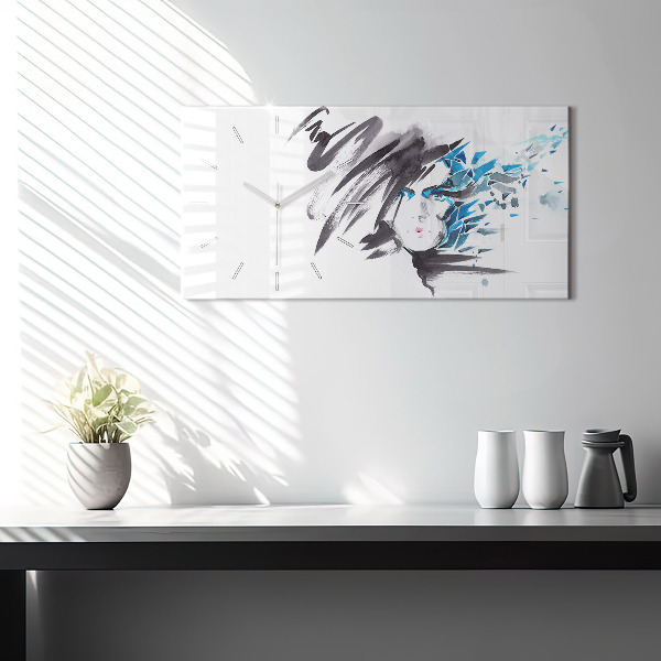 Horizontal wall clock Abstract Woman's Face