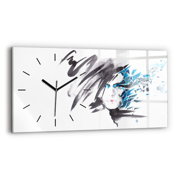 Horizontal wall clock Abstract Woman's Face