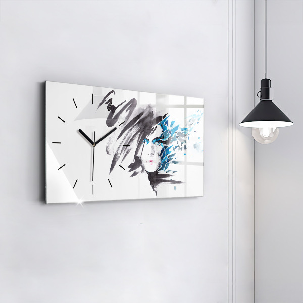 Horizontal wall clock Abstract Woman's Face