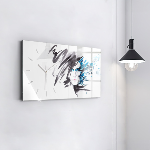 Horizontal wall clock Abstract Woman's Face