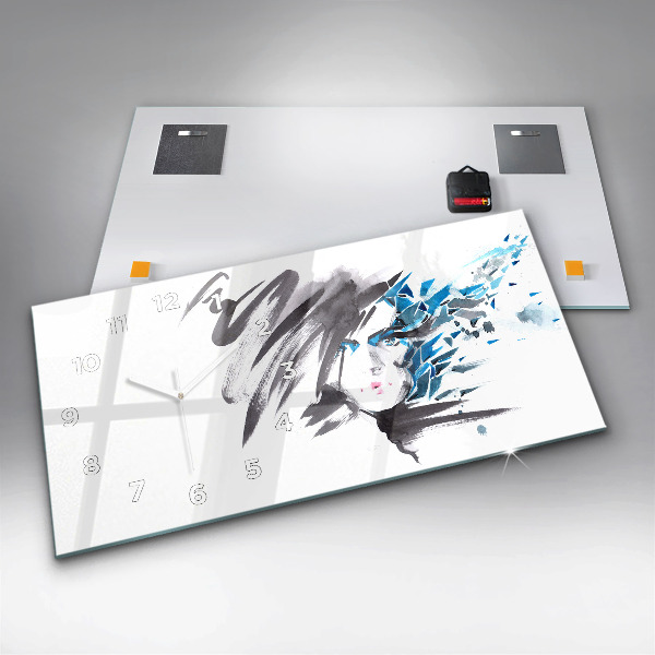 Horizontal wall clock Abstract Woman's Face