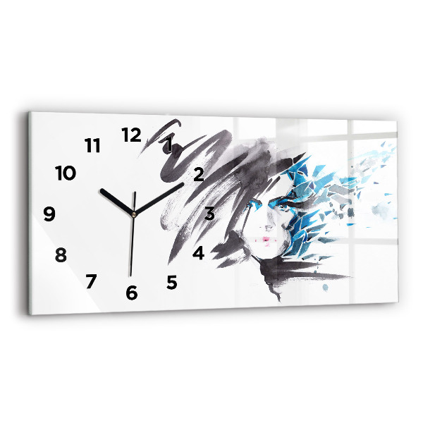 Horizontal wall clock Abstract Woman's Face