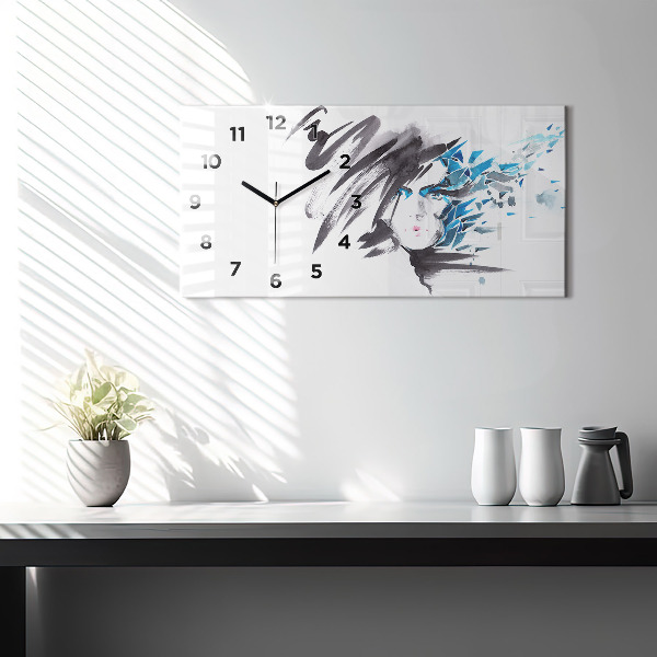 Horizontal wall clock Abstract Woman's Face