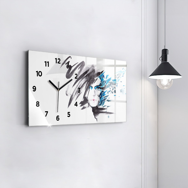 Horizontal wall clock Abstract Woman's Face