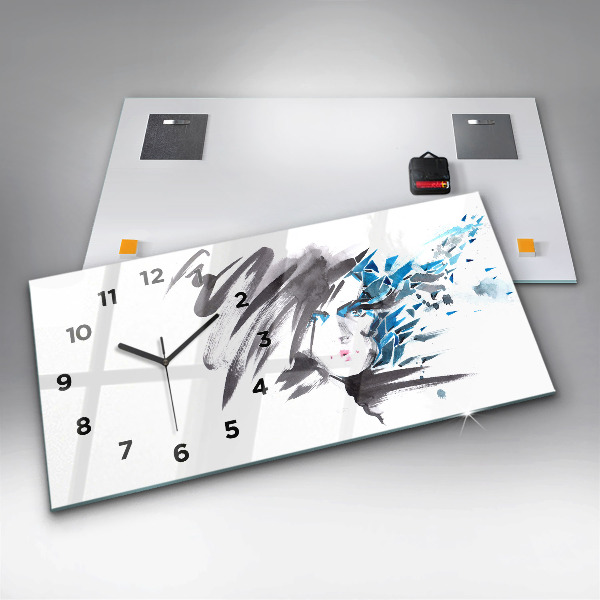 Horizontal wall clock Abstract Woman's Face
