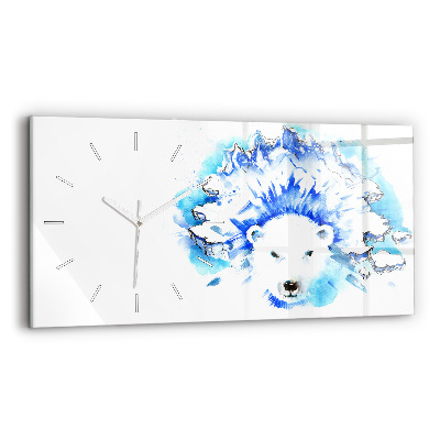 Horizontal wall clock Bear on the ice background