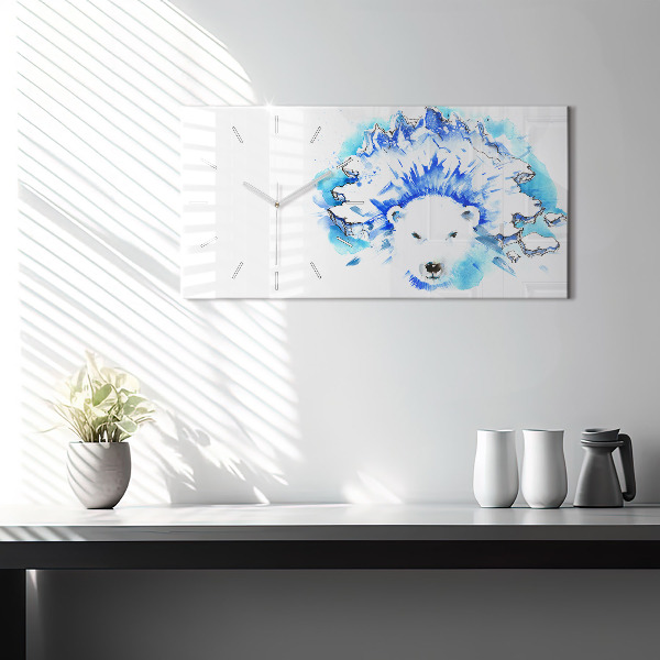 Horizontal wall clock Bear on the ice background