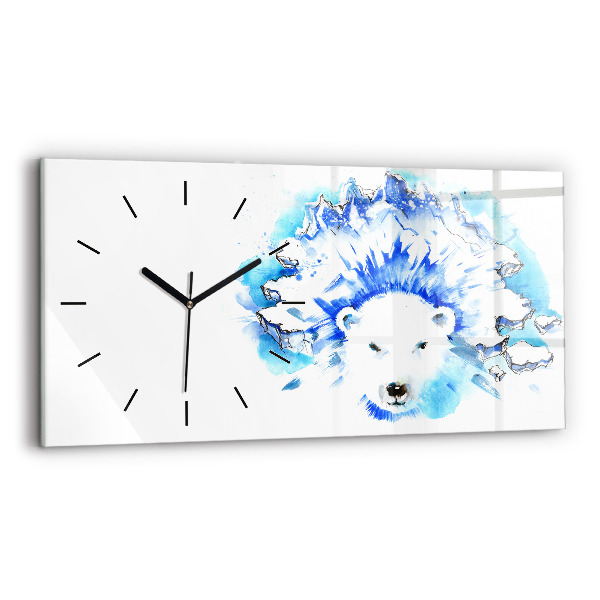 Horizontal wall clock Bear on the ice background