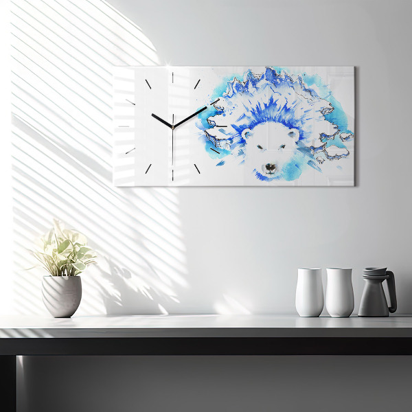 Horizontal wall clock Bear on the ice background
