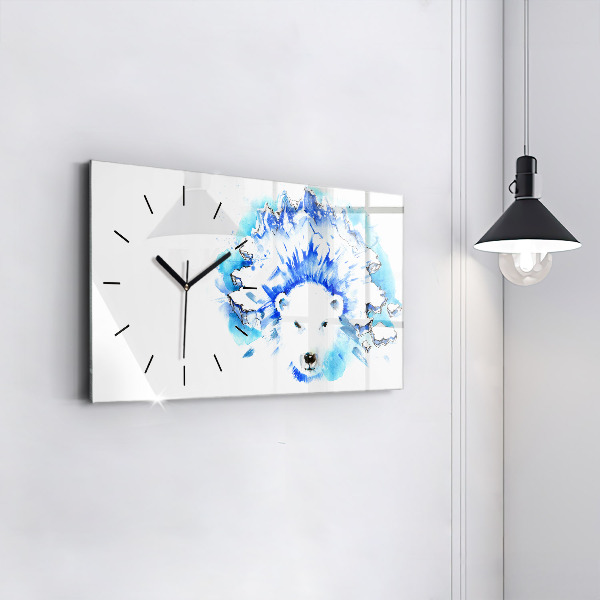 Horizontal wall clock Bear on the ice background