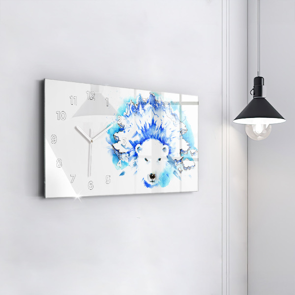 Horizontal wall clock Bear on the ice background