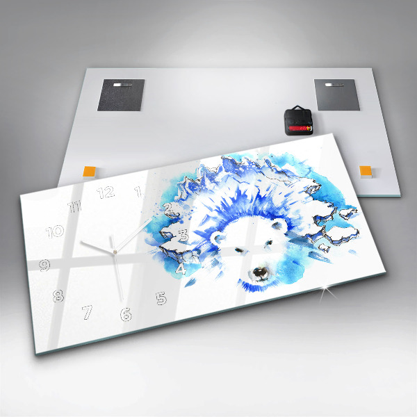 Horizontal wall clock Bear on the ice background
