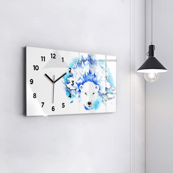 Horizontal wall clock Bear on the ice background