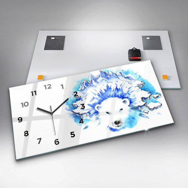 Horizontal wall clock Bear on the ice background