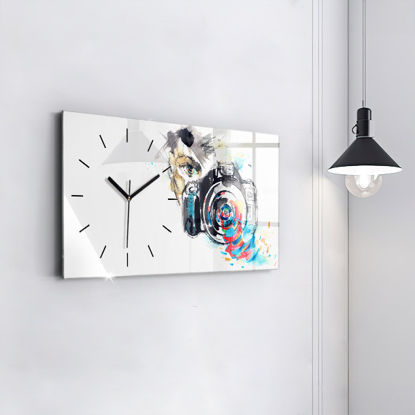 Horizontal wall clock Woman photographer camera