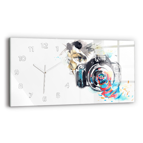 Horizontal wall clock Woman photographer camera