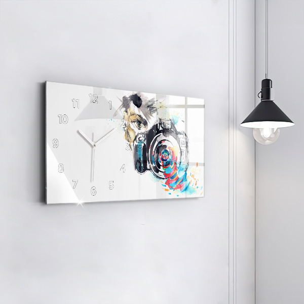 Horizontal wall clock Woman photographer camera
